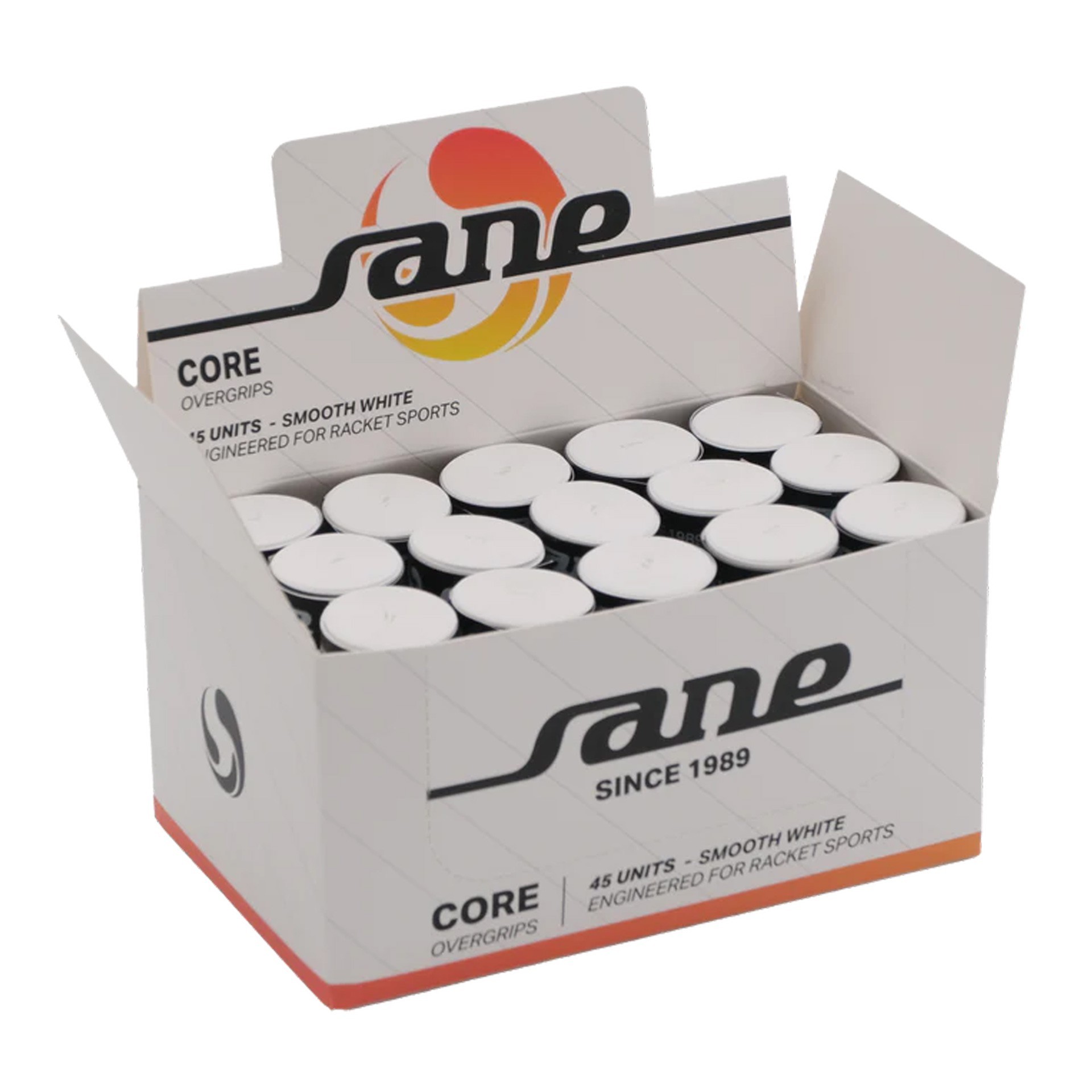 CAJA DE 45 OVERGRIPS SANE CORE LISOS BLANCOS