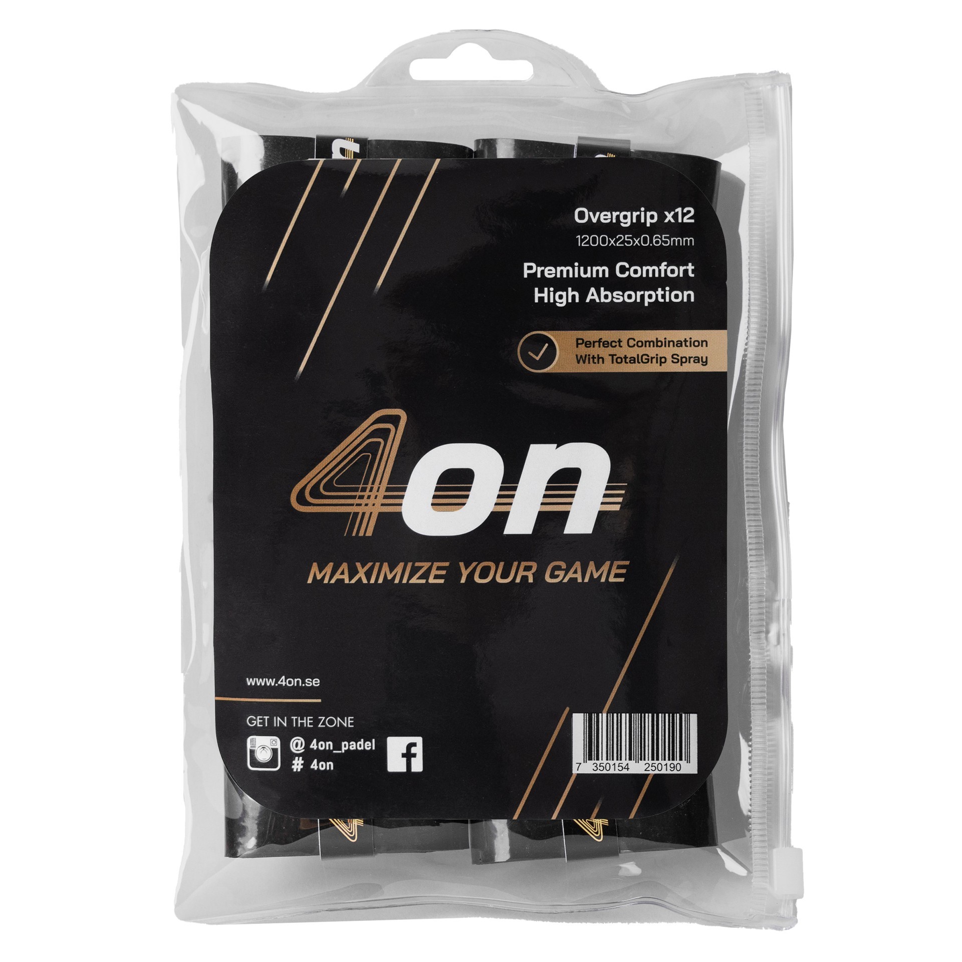 BLISTER OVERGRIP NEGRO 4ON PREMIUM COMFORT - 12 PIEZAS
